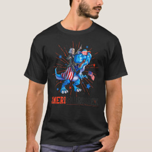 Abraham Lincoln 4th Of July Dino Boys Men American T-Shirt