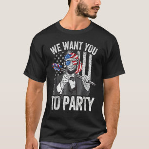 Abraham Lincoln 4th Of July Men American USA Flag T-Shirt