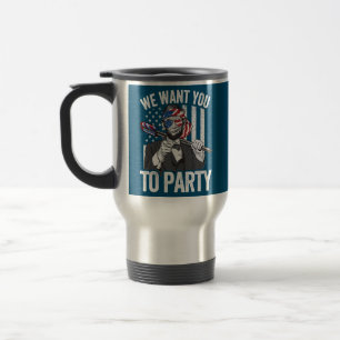 Abraham Lincoln 4th Of July Men American USA Flag Travel Mug