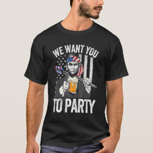 Abraham Lincoln 4th Of July  Men Women American Fl T-Shirt