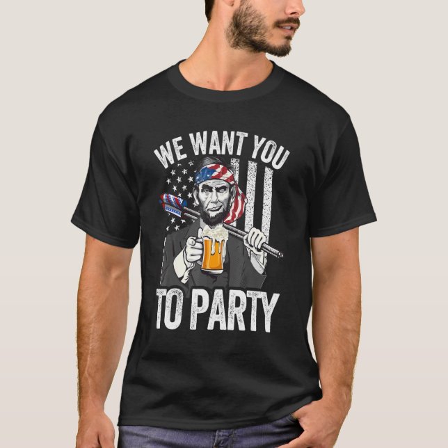 Abraham Lincoln 4th Of July  Men Women American Fl T-Shirt (Front)