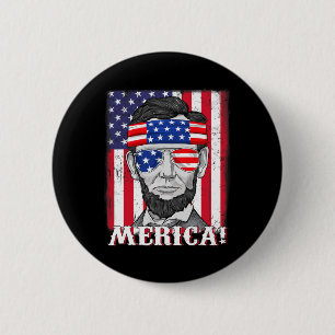 Abraham Lincoln 4th Of July Merica American Flag B 6 Cm Round Badge