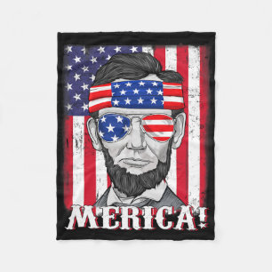 Abraham Lincoln 4th Of July Merica American Flag B Fleece Blanket