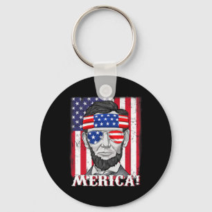 Abraham Lincoln 4th Of July Merica American Flag B Key Ring