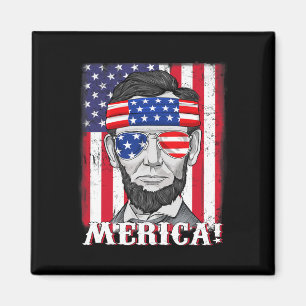 Abraham Lincoln 4th Of July Merica American Flag B Magnet