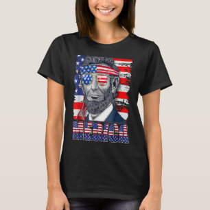 Abraham Lincoln 4th Of July Merica American Flag M T-Shirt