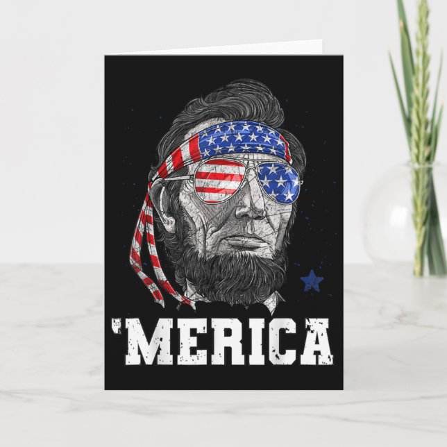 Abraham Lincoln 4th Of July Merica Men Women Ameri Card (Front)