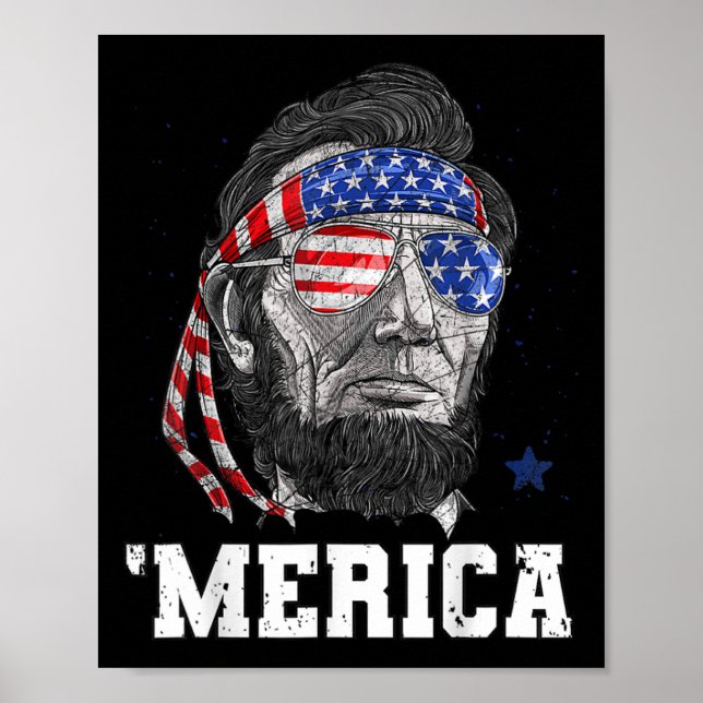Abraham Lincoln 4th Of July Merica Men Women Ameri Poster (Front)