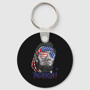 Abraham Lincoln 4th Of July Murica Men Women Ameri Key Ring