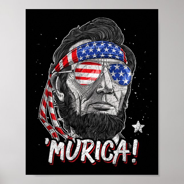 Abraham Lincoln 4th Of July Murica Men Women Ameri Poster (Front)