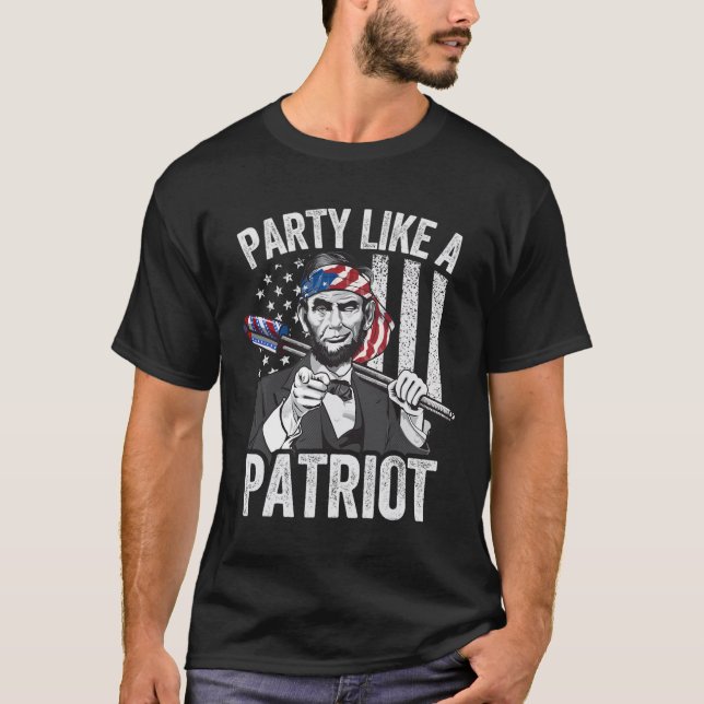 Abraham Lincoln 4th Of July Shirt Men American Usa (Front)