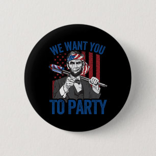Abraham Lincoln 4th Of July Shirt Men American Usa 6 Cm Round Badge