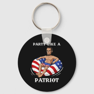 Abraham Lincoln 4th Of July USA Patriot Fun Key Ring