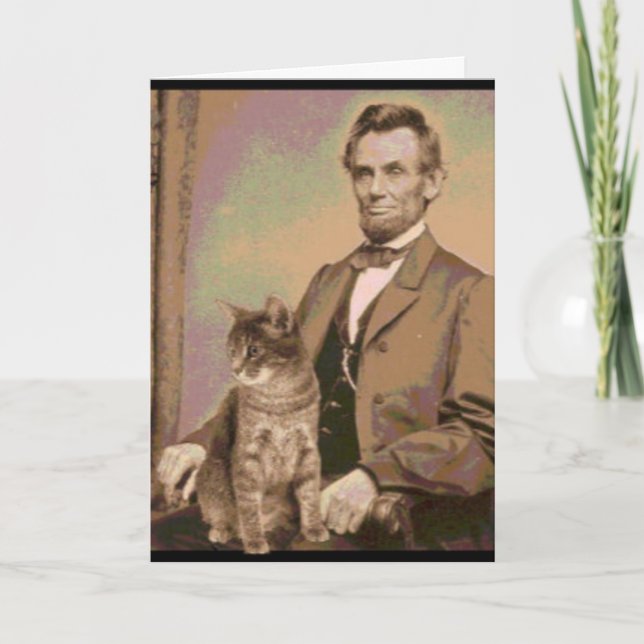 Abraham Lincoln and his cat "Dixie" Card (Front)