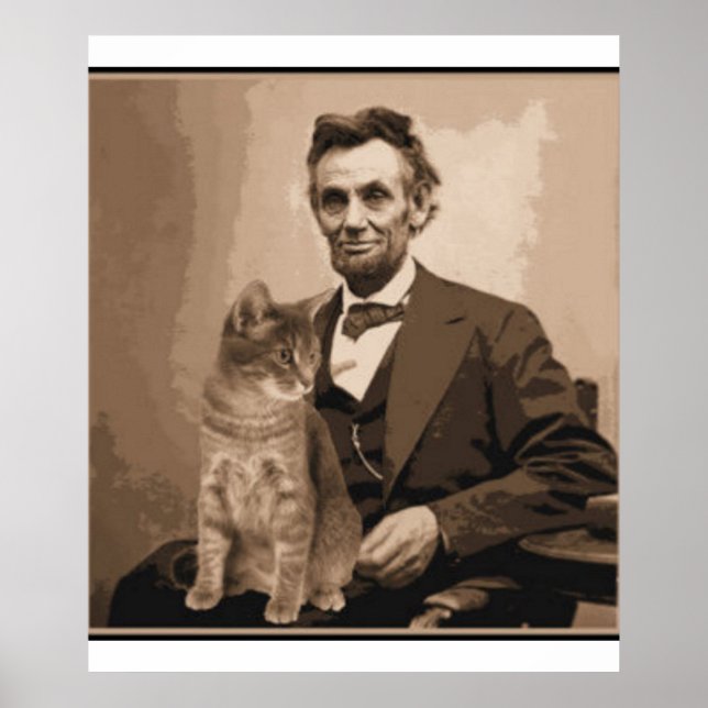 Abraham Lincoln and his cat "Dixie" Poster (Front)