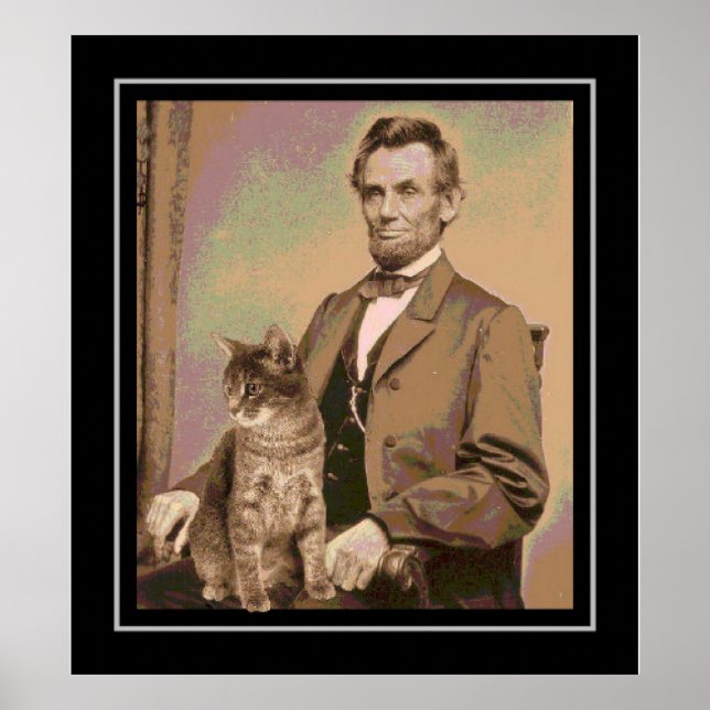 Abraham Lincoln and his cat "Dixie" Poster (Front)