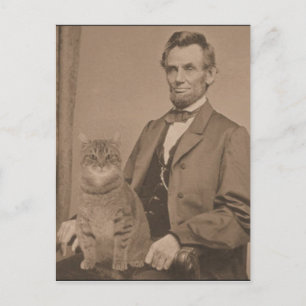 Abraham Lincoln and his cat "Gloria" Postcard