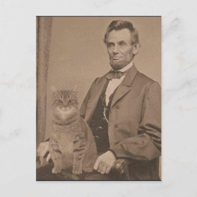 Abraham Lincoln and his cat "Gloria" Postcard (Front)