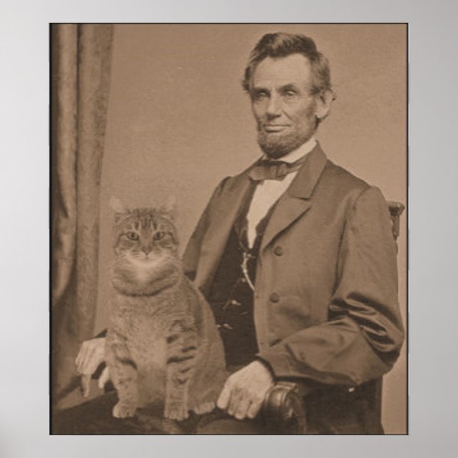 Abraham Lincoln and his cat "Gloria" Poster (Front)