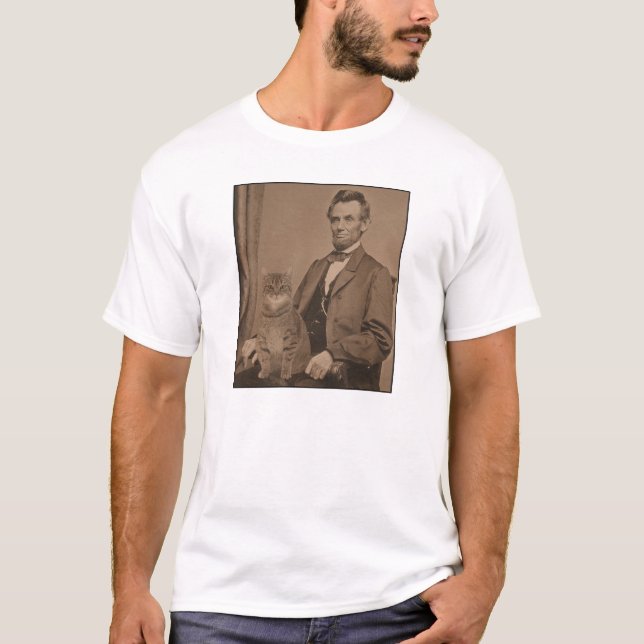 Abraham Lincoln and his cat "Gloria" T-Shirt (Front)