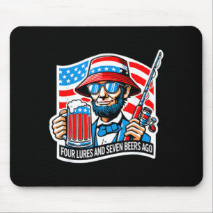 Abraham lincoln angler four lures and seven beers mouse mat