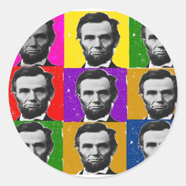 Abraham Lincoln Art Gifts---Unique 9 Photos Classic Round Sticker (Front)