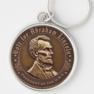 Abraham Lincoln Campaign Button Key Ring