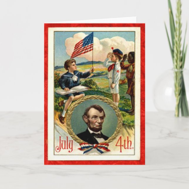 Abraham Lincoln Children Vintage 4th of July Card (Front)