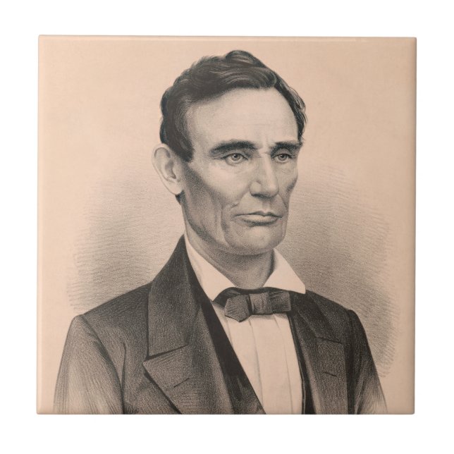 Abraham Lincoln Elected President 1860 Lithograph Tile (Front)