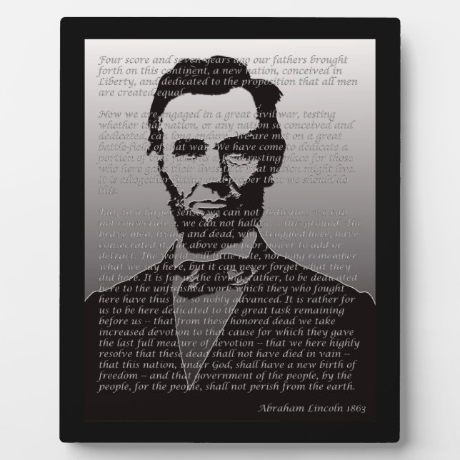 Abraham Lincoln  & Gettysburg Address Plaque (Front)