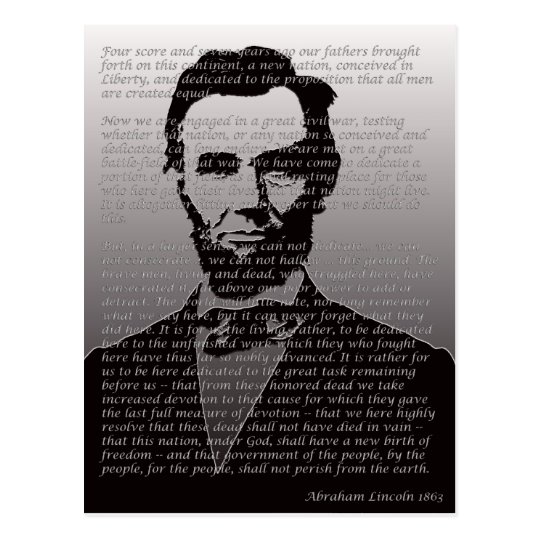 Abraham Lincoln Gettysburg Address Postcard