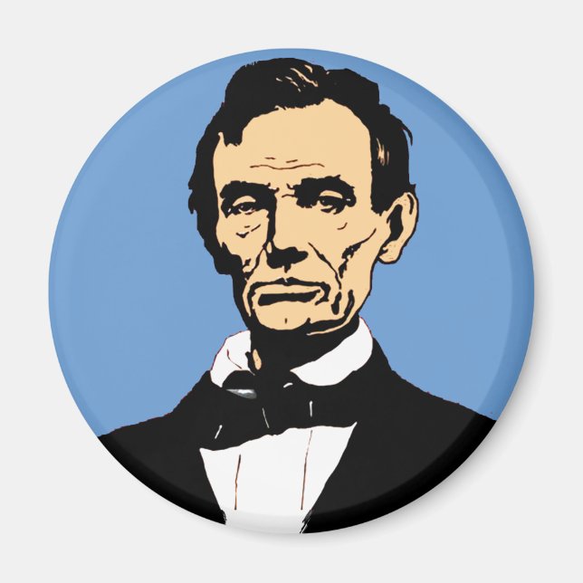Abraham Lincoln Illustration on Blue Magnet (Front)