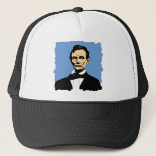 Abraham Lincoln Illustration on Blue Trucker Hat