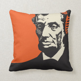 Abraham Lincoln in headphones Cushion