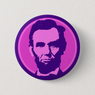 Abraham Lincoln in Pop Art Pink & Purple 6 Cm Round Badge