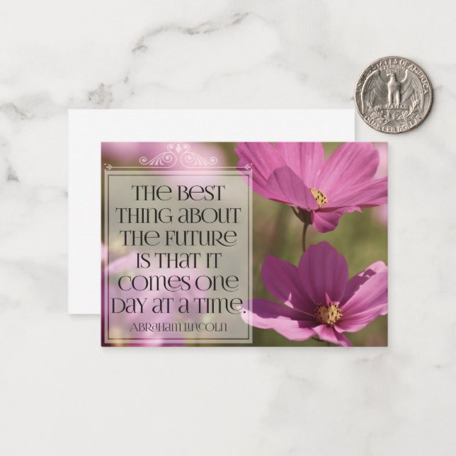 Abraham Lincoln Inspirational Quote "The future" Card (Front/Back In Situ)