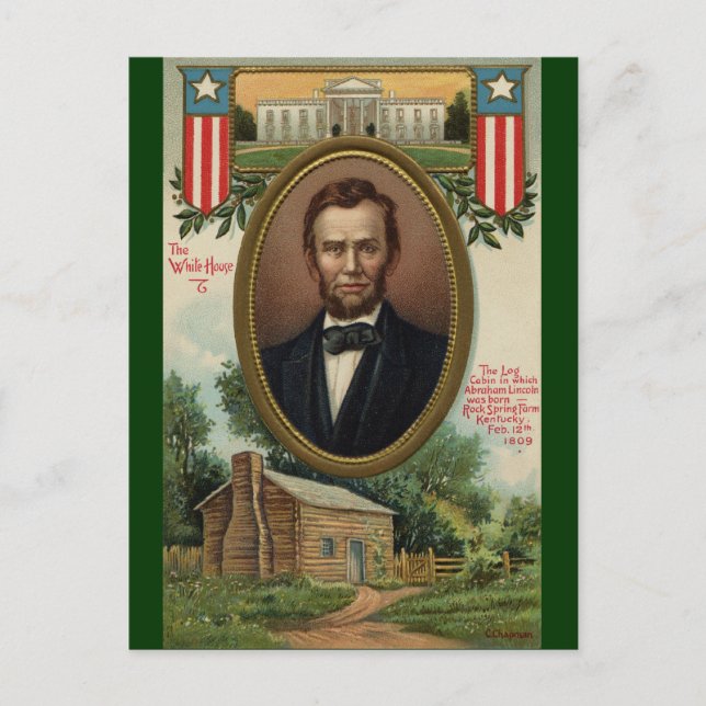 Abraham Lincoln & Log Cabin in Kentucky Postcard (Front)