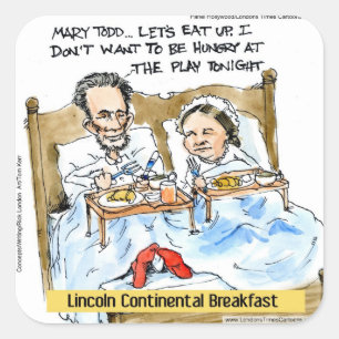 Abraham Lincoln & Mary Todd Breakfast In Bed Square Sticker