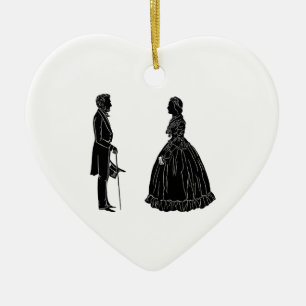 abraham lincoln mary todd lincoln silhouette ballo ceramic tree decoration