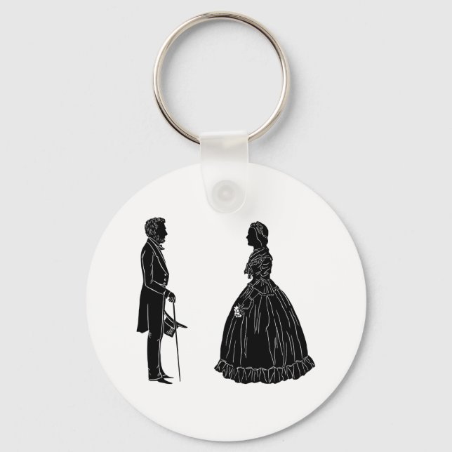 abraham lincoln mary todd lincoln silhouette key ring (Front)