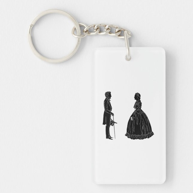 abraham lincoln mary todd lincoln silhouette key ring (Front)