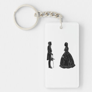 abraham lincoln mary todd lincoln silhouette key ring