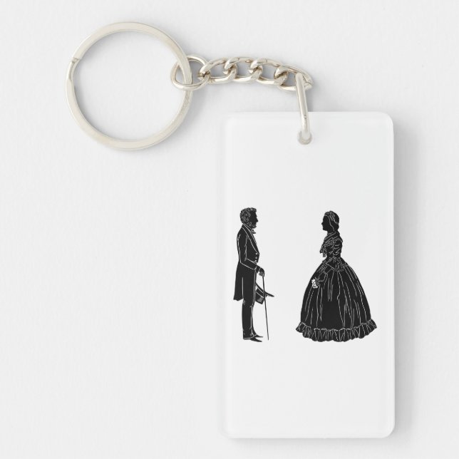 abraham lincoln mary todd lincoln silhouette key ring (Front)