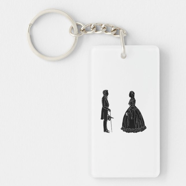 abraham lincoln mary todd lincoln silhouette key ring (Front)