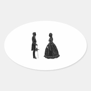 abraham lincoln mary todd lincoln silhouette oval sticker