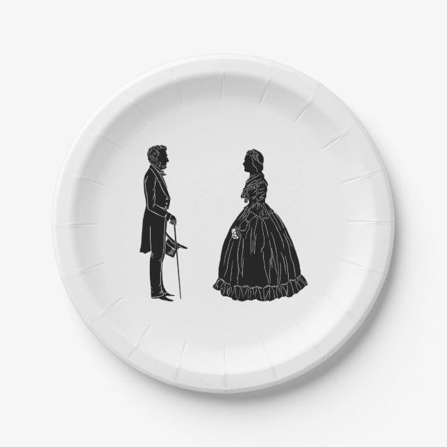 abraham lincoln mary todd lincoln silhouette paper plate (Front)