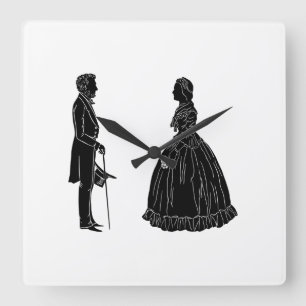 abraham lincoln mary todd lincoln silhouette square wall clock
