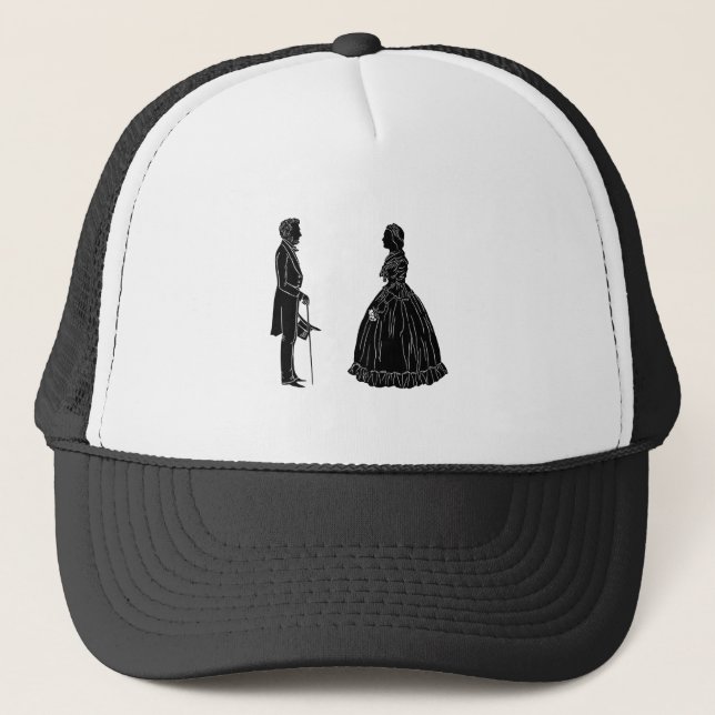 abraham lincoln mary todd lincoln silhouette trucker hat (Front)