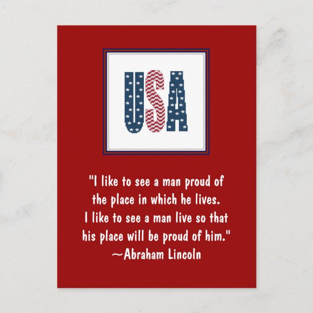 Abraham Lincoln National Pride Quote Postcard (Front)