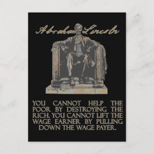Abraham Lincoln on Destroying the Rich Postcard